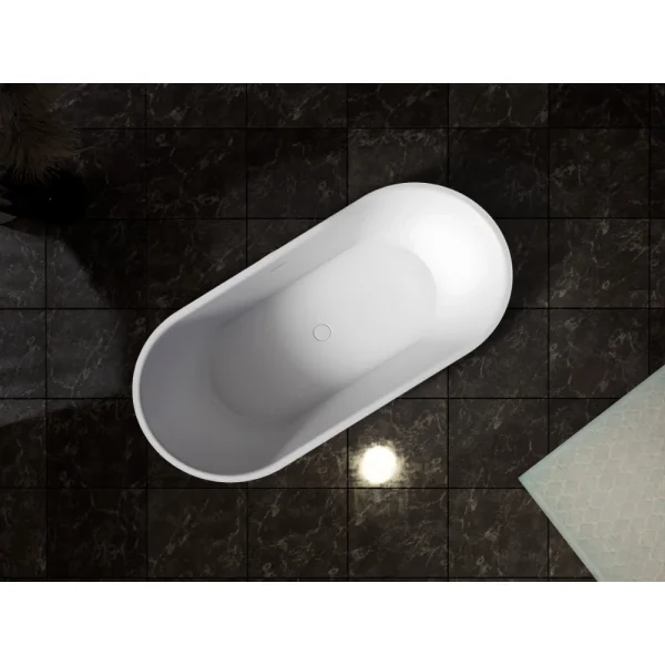 Ванна из литьевого мрамора Abber Stein AS9650 170x80 см, отдельностоящая, белый матовый