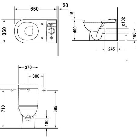 Чаша для унитаза-компакта Duravit Happy D 0170090000