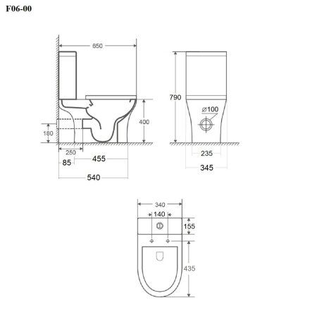 Унитаз напольный безободковый белый с сиденьем микролифт BOND F06-00