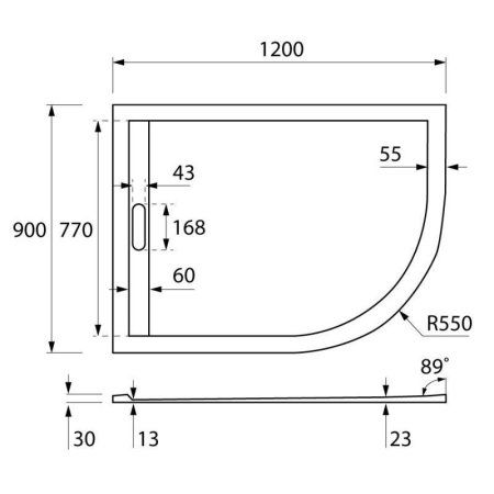 Панель для поддона Cezares TRAY-AS-RH-120/90-100-SCR-L