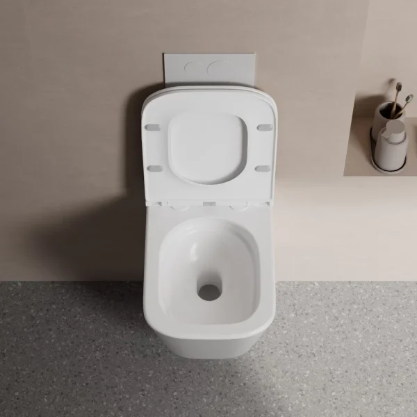 Унитаз подвесной Abber Rechteck AC1219TC безободковый, торнадо, с сиденьем микролифт, белый