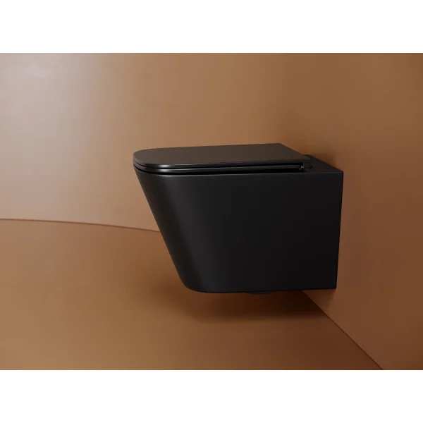 Унитаз подвесной Ceramica Nova Union CN4009TMB безободковый, торнадо, с сиденьем микролифт, черный матовый