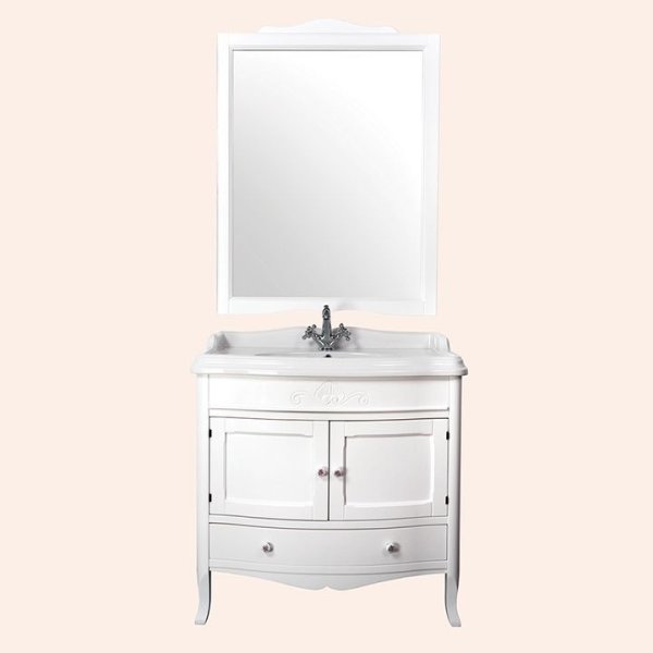 Тумба с раковиной Tiffany World Veronica 90 с прямым фасадом, белая матовая