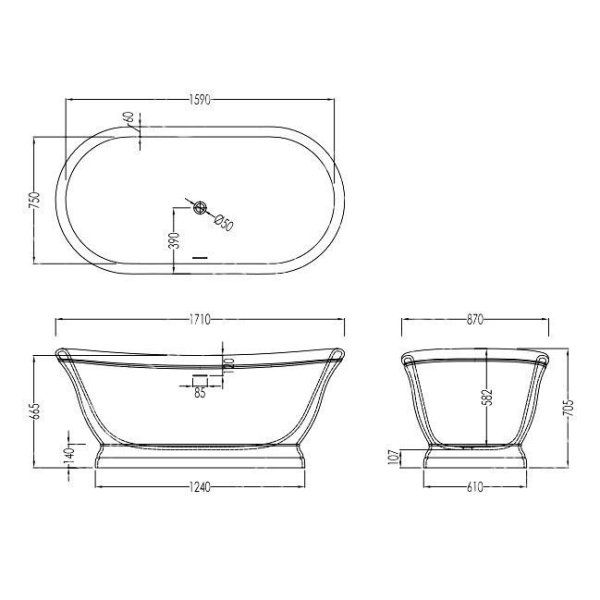 Ванна из искусственного камня Devon&Devon Aurora 1NAAURORA 171x87 белый