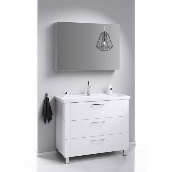 Мебель для ванной Aqwella Манчестер MAN01103 100 напольная, шкаф-зеркало, белый