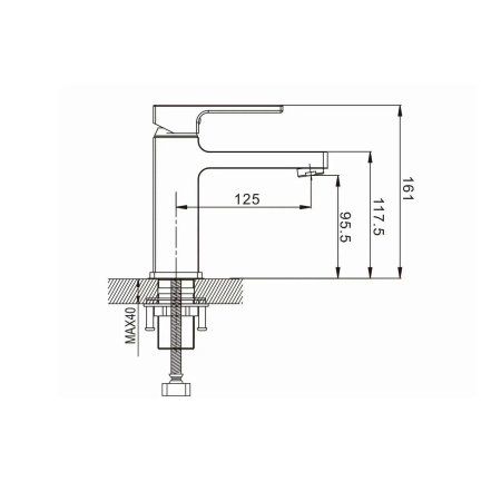 Смеситель Для раковины Rose R1001T-1, Оружейная сталь