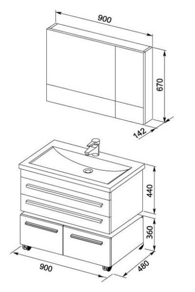 Тумба под раковину Aquanet Верона 00172336 90 черная, подвесная