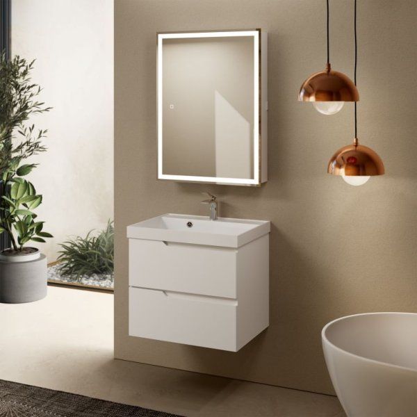 Тумба под умывальник подвесная AQUAme "S3" AQM900360WH 60 см., цвет белый глянец.