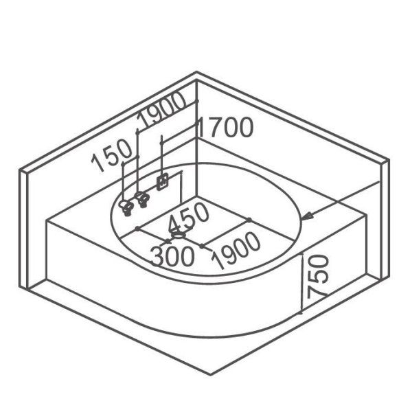 Акриловая ванна Gemy G9263 K с гидромассажем