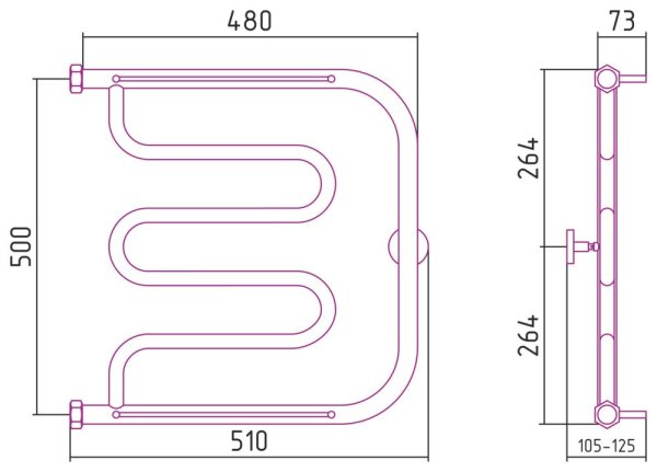 Полотенцесушитель водяной Сунержа Лира 31-4012-5050 500x500 черный матовый