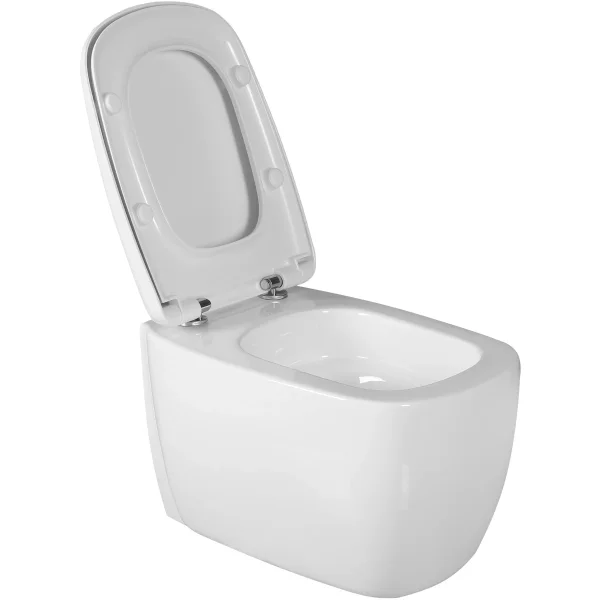 Унитаз подвесной Ceruttispa Romina Aria CT10613 безободковый, торнадо, с сиденьем микролифт, белый