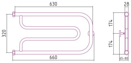 Полотенцесушитель водяной Сунержа Гусли 00-4009-3265 320x650 без покрытия