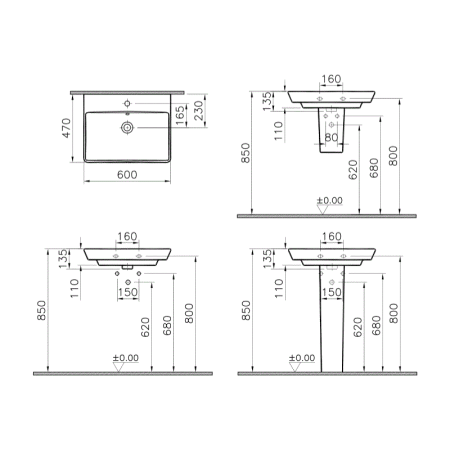 Раковина VitrA T4 4451B003-0001 60