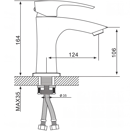 Смеситель для раковины однорычажный Gappo G1007-91 графит