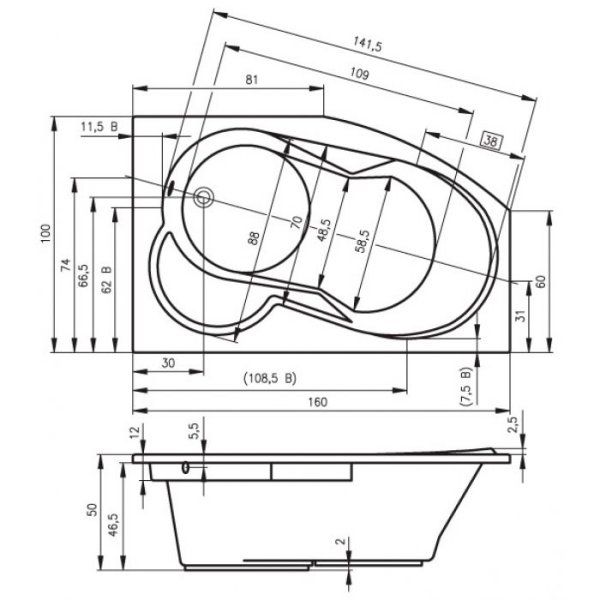 Ванна акриловая Riho Nora BA7500500000000 160x100 L