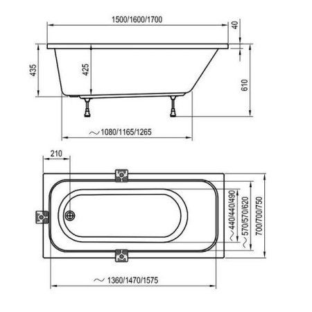 Ванна акриловая Ravak Domino C621000000 160x70
