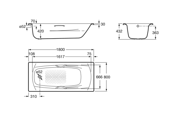 Ванна стальная Roca Swing Plus 236655000 180х80 см