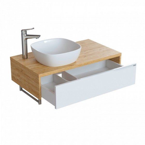 Тумба с накладным умывальником IDDIS Torr подвесная 80 см белый/светлое дерево (TOEZR8WK0WKA0iVC95XNK)