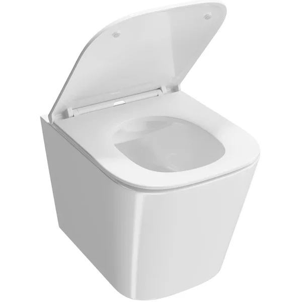 Унитаз подвесной Kerama Marazzi Cubo CU.wc.02 безободковый, с сиденьем микролифт, белый глянец