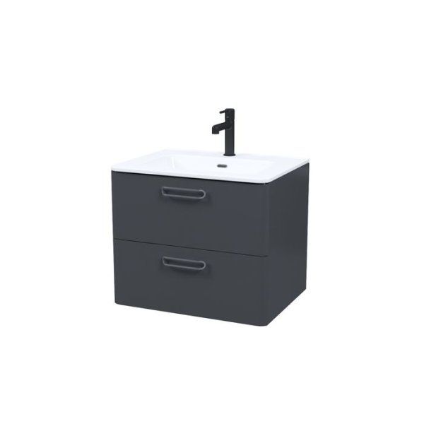 Тумба с умывальником, подвесная, 60 см, серый, Brick, IDDIS, BRI60G0i95K