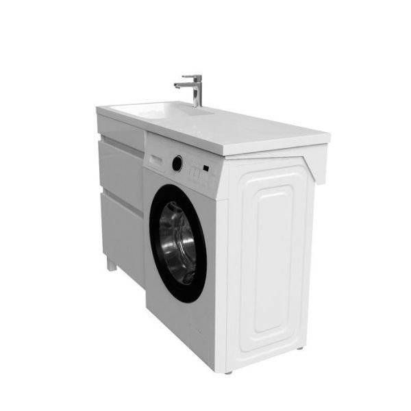 Тумба с умывальником напольная для стиральной машины с ящиками, 120 см, левая, белая, IDDIS Optima Home (OPMFH1GB2LBABiLP95TAK)