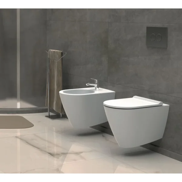 Унитаз подвесной beWash Alesta ALKA054H1VE0W5SZ0 безободковый, с функцией биде, торнадо, с сиденьем микролифт, белый