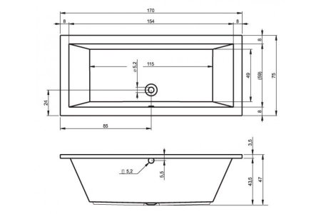 Ванна акриловая Riho Lusso BA1800500000000 170x75