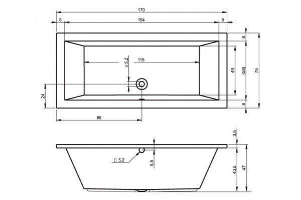 Ванна акриловая Riho Lusso BA1800500000000 170x75