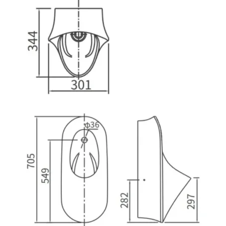 Писсуар Arrow AN6704 подвесной, скрытый подвод воды, белый
