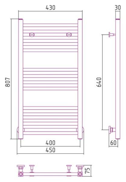 Полотенцесушитель водяной Сунержа Модус 800х400 хром