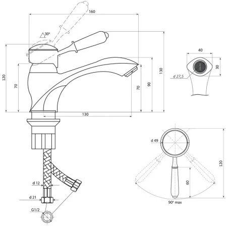 Смеситель Славен  для умывальника Коттедж М (СЛ-ОД-М10)