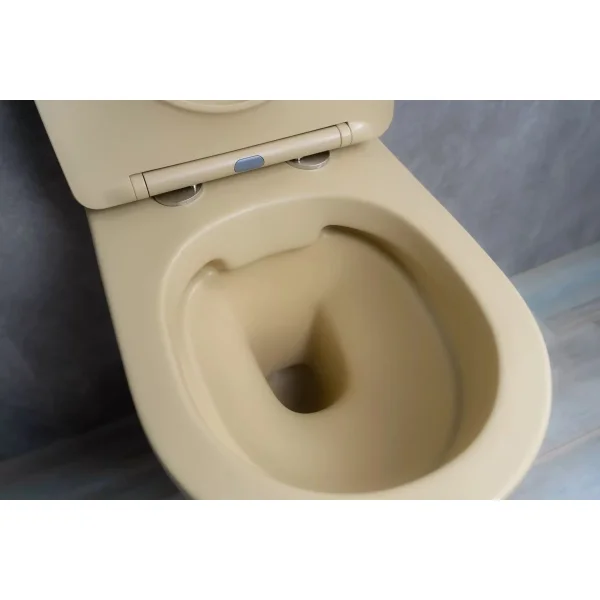 Унитаз подвесной GID Sr2198 безободковый, с сиденьем микролифт, бежевый матовый