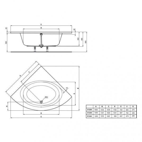 Акриловая ванна Ideal Standard Connect Air E125001 140х140