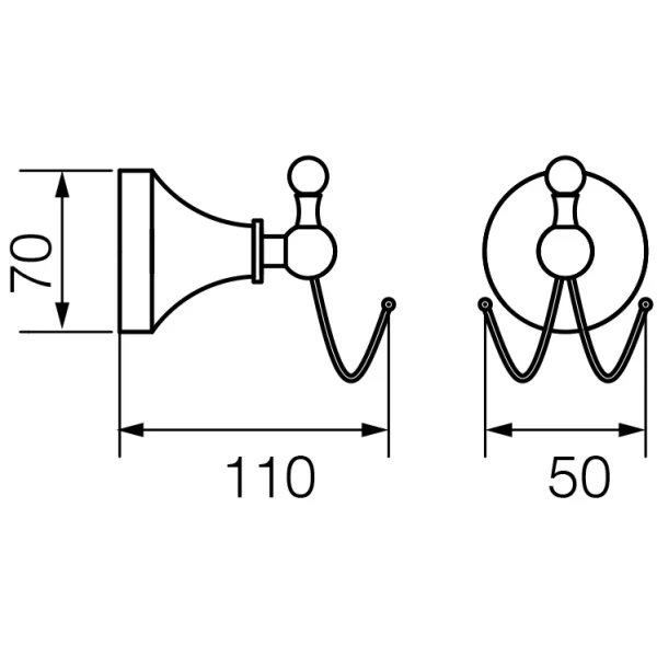 Крючок Veragio Gialetta Dorato VR.GIL-6433.DO двойной, для ванны, золотой