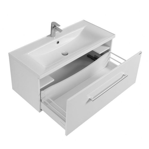 Тумба под раковину Aquaton Мадрид 1A126901MA010 100 М белый глянцевый, 1 ящик