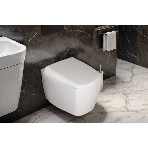 Унитаз подвесной Ceruttispa Romina Aria CT10613 безободковый, торнадо, с сиденьем микролифт, белый