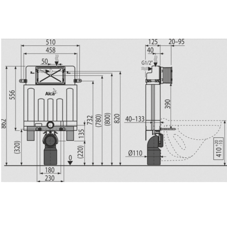 Система инсталляции для унитазов AlcaPlast A100 Alcamodu AM100/850