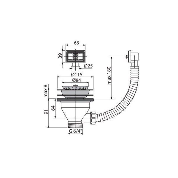 Слив для раковины AlcaPlast A38 с переливом