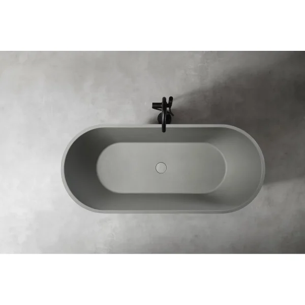 Ванна из литьевого мрамора Abber Frankfurt AM9941MLG 170x75 см, отдельностоящая, светло-серый матовый