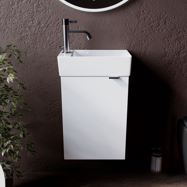 Тумба подвесная SANCOS Mini 355х205х500, с распашной дверцей, внутри 1 полка, белый глянец , MN35WL