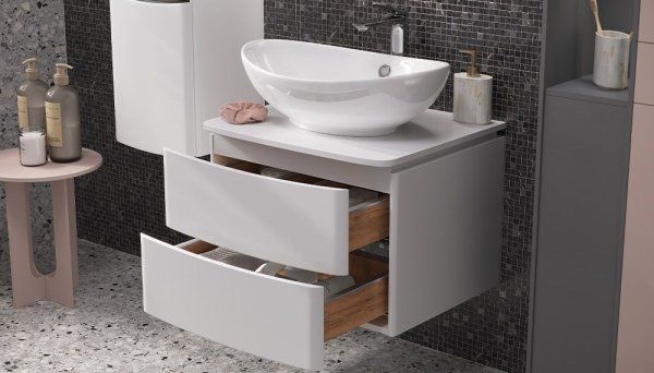 Тумба под раковину Velvex Luna 600-0-2 со столешницей навесная белый (tp.LUN.60.2Y)