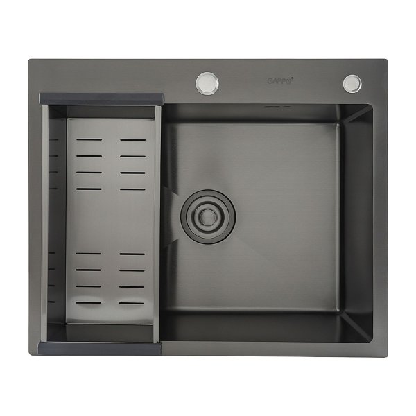 Мойка кухонная с коландером Gappo GSEC60QX50HR-6OC 60х50 черный