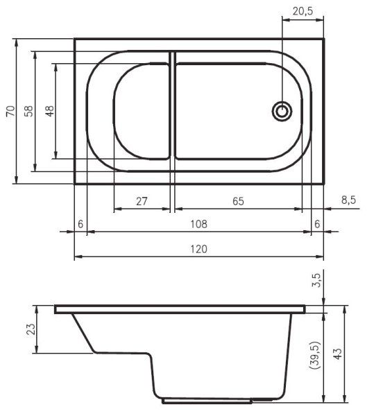 Ванна акриловая Riho Petit BZ2500500000000 120x70