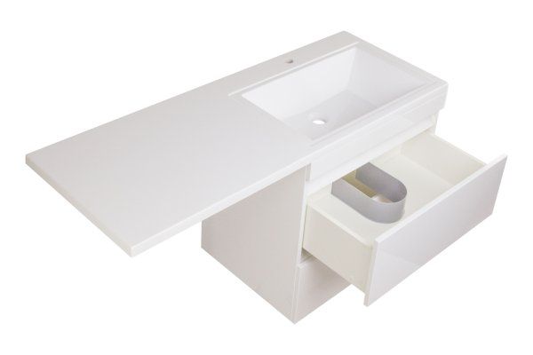 Тумба подвесная "Даллас 140", Люкс белая, PLUS, ЭМАЛЬ Style Line СС-00002386