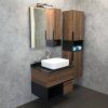 Тумба-умывальник COMFORTY "Штутгарт-75" дуб тёмно-коричневый с черной столешницей c раковиной COMFORTY T-Y9378