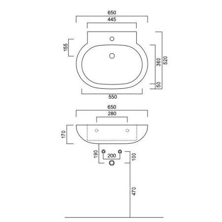 Раковина Cielo Easy Bath EASLA65E 65x52 белый