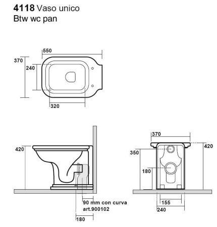 Унитаз Kerasan Waldorf приставной, белый