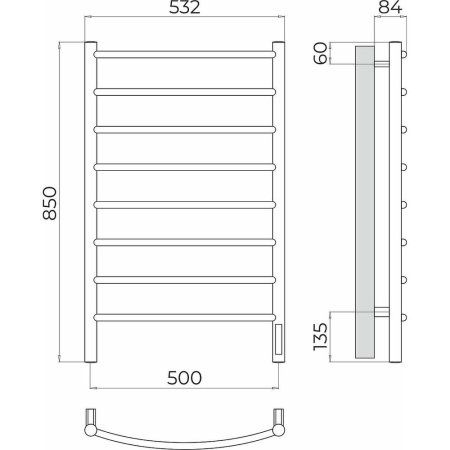 Полотенцесушитель электрический Terminus Классик П8 50х85 4670078531360, хром