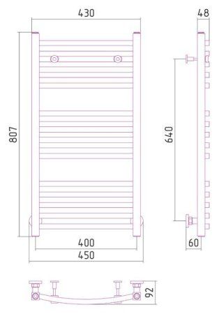 Полотенцесушитель водяной Сунержа Аркус 800х400 хром