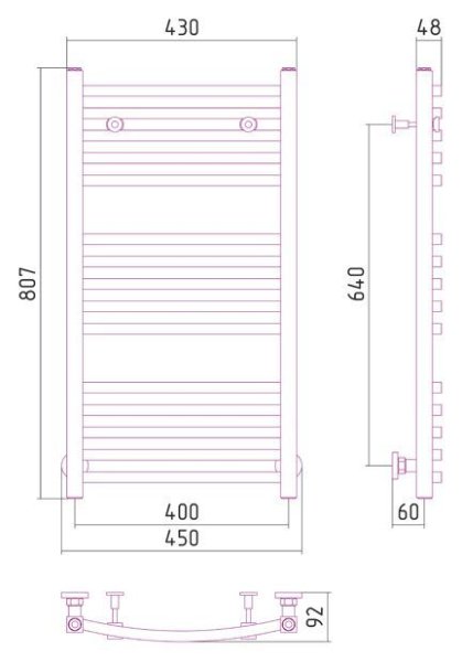 Полотенцесушитель водяной Сунержа Аркус 800х400 хром